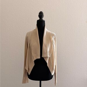 Forever 21 Beige Waterfall Knit Cardigan Draped Open Front Chic